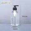 Botella Boston de vidrio transparente de 500 ml con cabezal de bomba de presión, botella para rellenar emulsión, aceite esencial, botella rociadora de gran capacidad