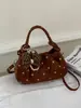 Bolso de mano de lunares de alta calidad, estilo vintage, para mujer, nueva colección de otoño 2026, bolso de hombro de gamuza para ir al trabajo