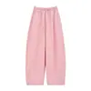 Pantalones Minimalistas Voluminosos con Forma de Capullo para Mujer Aboutsea, Textura como de Papel, 100% Algodón, Cintura Elástica, Doble Lavado, Pantalones Casuales Sueltos de Primavera y Verano