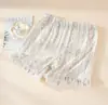 Pantalones de Dormir de Algodón Puro para Maternidad, Estilo Veraniego Delgado, de Cintura Alta, Pantalones con Soporte Ajustable para el Vientre, Shorts de Gasa de Doble Capa, No Aprietan el Vientre, Se Pueden Usar Afuera