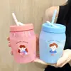 Vaso Grande de Verano con Popote para Uso en Exteriores, Vaso Sencillo de Gran Capacidad para Oficina, Amigable para Parejas, Vaso para Beber de Grado Alimenticio