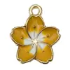 Conjunto Misto de 20 Acessórios de Joalheria de Liga de Metal com Gotejamento de Óleo de Flor e Folha Amarela para Pulseiras, Brincos, Chaveiros, Pingentes e Charms DIY
