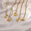 Moda Europea y Americana Transfronteriza Acero Inoxidable Collar de 26 Letras Globo de Letra Colgante de Letra Inicial 3D Chapado en Oro