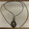 Colar Retrô de Corda de Couro com Pingente Oval de Olho de Tigre em Resina, Corrente para Clavícula Estilo Étnico, Acessórios de Colar Personalizados de Nicho Pequeno