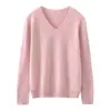 Suéter de punto con cuello en V, nuevo modelo de otoño e invierno, suéter 100% cachemira pura para mujer, color liso, manga larga, jersey versátil para usar como capa base