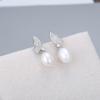 Aretes de botón de mariposa de diseño de plata esterlina S925 estilo coreano para mujer, personalidad versátil, aretes de perlas de diamantes, accesorios de soporte vacío DIY