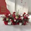 Decoración de Salón de Bodas Rojo con Arcos de Flores, Flores Colgantes, Arreglos Florales de Tablero Kt, Caminos de Mesa Florales, Montaje de Compromiso, Flores Artificiales