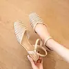 Sandalias de Tacón Grueso con Punta de Pedrería para Mujer, Novedad Verano 2026 Elegantes de Punta Media Estilo Francés Antideslizantes de Tacón Alto