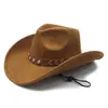 Sombrero Vaquero Occidental de Gamuza Felpa Estilo Étnico Sombrero de Mezclilla Sombrero Retro de Ala Enrollada Sombrero de Copa Sombrero para Adultos Sombrero Protección Solar