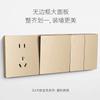 Panel Internacional de Enchufe e Interruptor Eléctrico Toma de Pared Doméstico Oculto 86 Oro Champán Panel Grande Tres Orificios