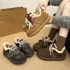 Batatinha ~ Inverno 2025 Cinza Nicho Chunky Fofo Tênis de Treino Alemão para Mulheres com Forro de Pelúcia Sapatos Quentes de Algodão Sapatos Peludos