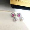 Brincos de Pérola Natural de Água Doce com Pino de Prata S925 para Mulheres, Zircônia Verde Banhada a Ouro Versátil Moda Brincos de Alto Padrão