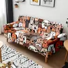 Capa de Sofá Elástica Nova e Completa Feita Sob Medida Transfronteiriça com Estampas de Animais em Desenho Animado, Adequada para Todas as Estações e Capa de Sofá Anti-Arranhão de Gato