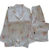 Pijama de Seda Gelo Feminino Verão Fino Manga Longa Feminino Outono Fresco Roupas de Casa de Seda Terno de Imitação de Seda Vestível