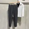 Calça de Terno de Nove Pontos Meninos Outono 2023 Versátil Solta Reta Preta Calças de Outono Calças Casuais Masculinas