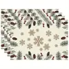 Manteles individuales de lino transfronterizos con renos navideños, tapetes de mesa, posavasos, tapetes para tazas de café, decoraciones navideñas, tapetes resistentes a las manchas y con aislamiento térmico