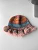 Otoño e Invierno Diseño Retro Color Contrastante Degradado Sombrero de Pescador de Punto Moda para Mujer Circunferencia de Cabeza Grande Cálido Sombrero de Pila de Lana