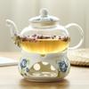 Tetera de vidrio resistente al calor con forma de flor, taza de té de vidrio transparente con forma de flor, té de la tarde, tetera de fruta con forma de flor, traje calefactor con forma de vela