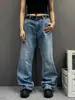 Nuevos pantalones vaqueros de corte oblicuo estilo retro americano para hombre y mujer, modernos, a la moda, versátiles, holgados, lavados, de pierna ancha, pantalones sencillos
