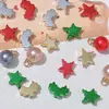 Contas soltas de acrílico com pentagrama pixelado galvanizado colorido, pingentes de pérola de imitação, contas de Natal, pingentes feitos à mão para DIY