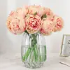 Flores Artificiales Estilo Europeo Atadas a Mano Peonías de 5 Cabezas, Flores Artificiales para Decoración del Hogar, Suministros para Bodas, Plantas Verdes Artificiales al por Mayor