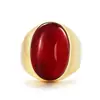R0021-HK03 Anillo Retro Elegante de Acero de Titanio con Gema para Hombres y Mujeres Anillo de Joyería Simple de Moda Retro Anillo