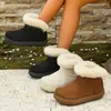 Botas de nieve europeas y americanas de suela gruesa transfronterizas para mujer, invierno 2026 comercio exterior talla grande lazo adornos de piel sintética zapatos de algodón
