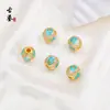 Pulsera con Cuentas Estilo Ojo Azul Cielo Quemado Yin Yang, Color Esmalte Método Antiguo, Gota de Aceite, Cuentas para Girar la Suerte, Espaciadores con Pedrería, Accesorios para Pulseras DIY
