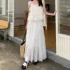 Falda larga de malla patchwork línea A francesa para mujer, estilo veraniego suave, falda de tarta de longitud media, holgada con bajo amplio