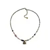 Collar de Elefante Pequeño con Cuentas de Isla Fantasía, Elegante y de Moda Cadena para Clavícula de Piedra Ojo de Tigre Melard Otoño/Invierno, Collar de Elefante Auspicioso