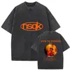 Camiseta Vintage Lavada Nsqk Aoou Piensa en Mí Nuevo Álbum 2025 para Hombre Hip-Hop Gótico