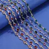 Cadena de Diamante de Vidrio con Borde de Zircón de Color Conservante Color Cobre Puro 6.8mm Accesorios para Joyería DIY Pulsera Materiales Hechos a Mano