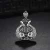 Bolsa de la suerte de doble pez colgante de plata de ley S999 cadena para suéter de mujer colgante de collar largo hueco retro de plata pura