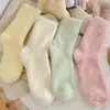 Calcetines de Felpa de Color Sólido para Mujer, de Caña Media para Otoño e Invierno, Forrados de Polar, Engrosados, para Dormir Caliente, Calcetines Suaves para el Piso en Casa Postparto
