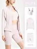Conjunto de Tres Piezas Transfronterizo: Conjunto de Chaqueta Larga Ajustada con Cuello Alto + Shorts de Cintura Alta Levanta Glúteos + Top de Tirantes tipo Sujetador en Forma de U