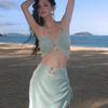 Nuevo Bikini Sexy Puro de Tres Piezas con Falda Dividida, Reunión para Pecho Pequeño, Traje de Baño para Vacaciones en la Playa y la Isla de Aguas Termales