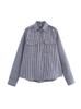Outono 2024 Novo Estilo Europeu e Americano Moda Temperamento Simples All-match Design Sense Manga Longa Lapela Casual Camisa Xadrez