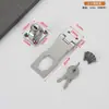 Fechadura de Travamento Antifurto em Aço Inoxidável, Fechadura Tradicional Espessada de Segurança com Chave, Placa de Fechadura com Travamento, Fechadura Dobrável para Caixa