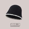 Sombrero de Pescador de Felpa Tejida Negro para Mujer Otoño e Invierno 2022 Nuevo Sombrero Cubo para Cabeza Grande Estilo Japonés Sombrero Pequeño que Muestra la Cara