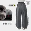 Calça Casual Longa de Lã Tutu Elefantinho para Meninas Outono Inverno 2026 Nova Calça Casual Retilínea com Forro de Lã para Crianças Maiores Versátil