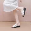 Moda de Verano Zapatos de Mujer Pantuflas de Tacón Alto Suaves y Elegantes PVC Zapatos de Madre Accesorios de Flores Pantuflas de Cuña para Mujer