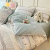 Juego puro de algodón de cuatro piezas, funda nórdica 100% algodón, sábana bajera y sábana encimera, juego de ropa de cama, adecuado para dormitorios de estudiantes, juego de tres piezas