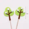 Enchufe para Pastel de Cumpleaños de Árbol del Bosque Verde Azul Amarillo Fieltro Árbol Mori Decoración para Hornear Tarjeta de Mesa de Postre