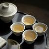 Juego de té de kung fu pequeño gris con hierba y madera para el hogar Moji, caja de regalo, funda para juego de té, juego de cuencos, regalo de mano