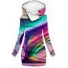 Suéter de punto para mujer, vestido de suéter de otoño, popular en Amazon, con capucha impresa en 3D digital de arena movediza, para mujer