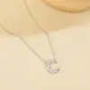 Bajo el Árbol Banyan Plata de Ley S925 Estilo Japonés Full Diamante Luna Pequeña Collar para Mujeres Chapado en Oro de 14K Lujo Ligero Exquisito Accesorios de Collar Ins