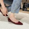 Zapatos Planos D-7 Borgoña para Mujer, Nuevo Estilo 2025, Zapatos Sexy de Suela Roja con Aumento Oculto de Altura, Elegantes Zapatos de Punta Fina Poco Profundos