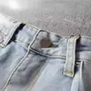 Novedad 2024 Jeans Elásticos para Hombre Tendencia Primavera y Otoño Rasgados Bordados Ajustados Pierna Estrecha Color Claro Pantalones Largos Versátiles