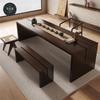 Nueva mesa de té zen china y silla combinadas de oficina de estilo tranquilo, mesa de té grande tipo tronco, mesa de té de Kung Fu de madera maciza