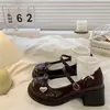 Zapatos de cuero con tacón grueso para mujer, nueva colección otoño 2026, estilo retro francés, Mary Janes planos de punta fina, perfectos con faldas, tacones altos JK